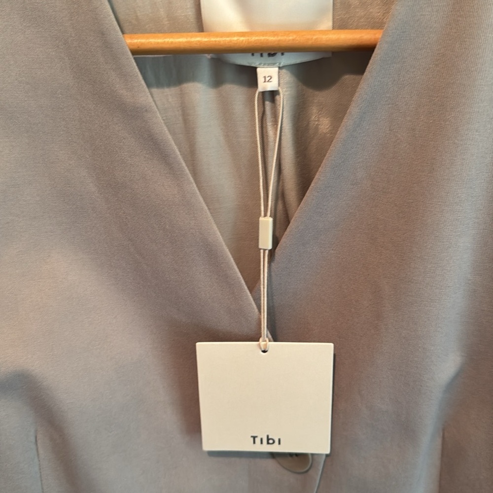 Tibi Oliver tricotine blazer in taupe, size 12, NWT, $150